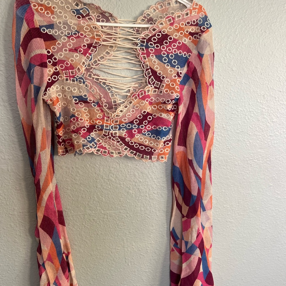Free People bell sleeve woven top size small - Picture 2 of 2